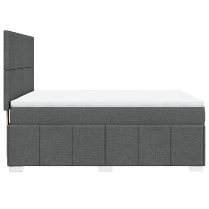 Box Spring Postel S Matrací Tmavě Šedý 140 X 190 Cm Textil