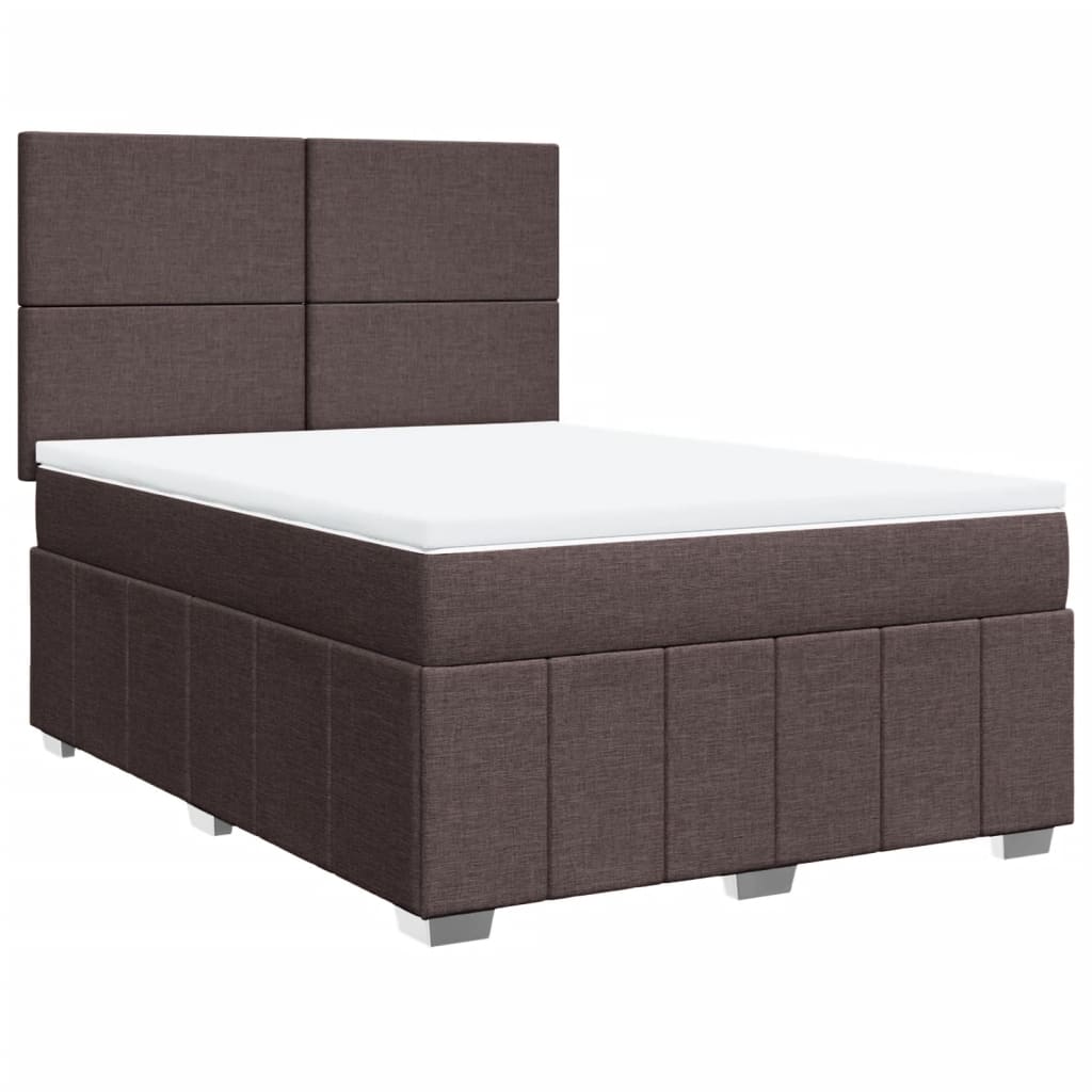 Box Spring Postel S Matrací Tmavě Hnědá 140X190 Cm Textil