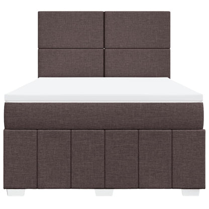 Box Spring Postel S Matrací Tmavě Hnědá 140X190 Cm Textil