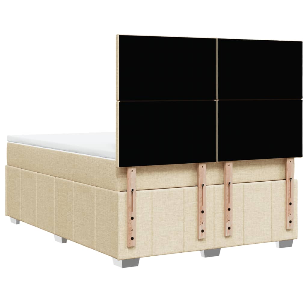 Box Spring Postel S Matrací Krémová 140X190 Cm Textil