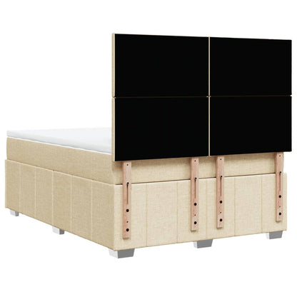 Box Spring Postel S Matrací Krémová 140X190 Cm Textil