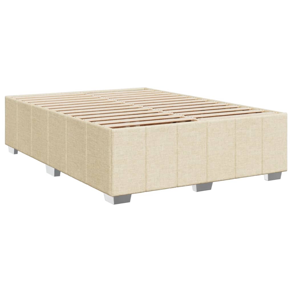 Box Spring Postel S Matrací Krémová 140X190 Cm Textil