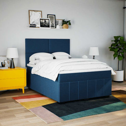 Box Spring Postel S Matrací Modrá 140X190 Cm Textil