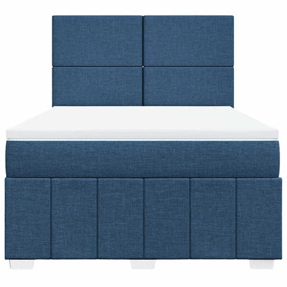 Box Spring Postel S Matrací Modrá 140X190 Cm Textil