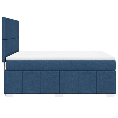 Box Spring Postel S Matrací Modrá 140X190 Cm Textil
