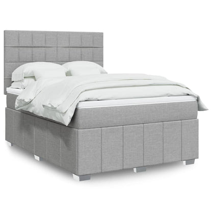 Box Spring Postel S Matrací Textil Světle Šedá