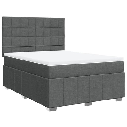 Box Spring Postel S Matrací Tmavě Šedý 140 X 190 Cm Textil