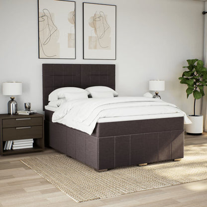 Box Spring Postel S Matrací Tmavě Hnědá 140X190 Cm Textil