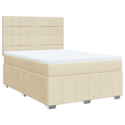Box Spring Postel S Matrací Krémová 140X190 Cm Textil