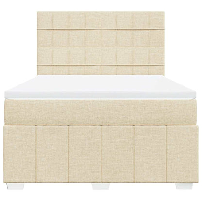 Box Spring Postel S Matrací Krémová 140X190 Cm Textil