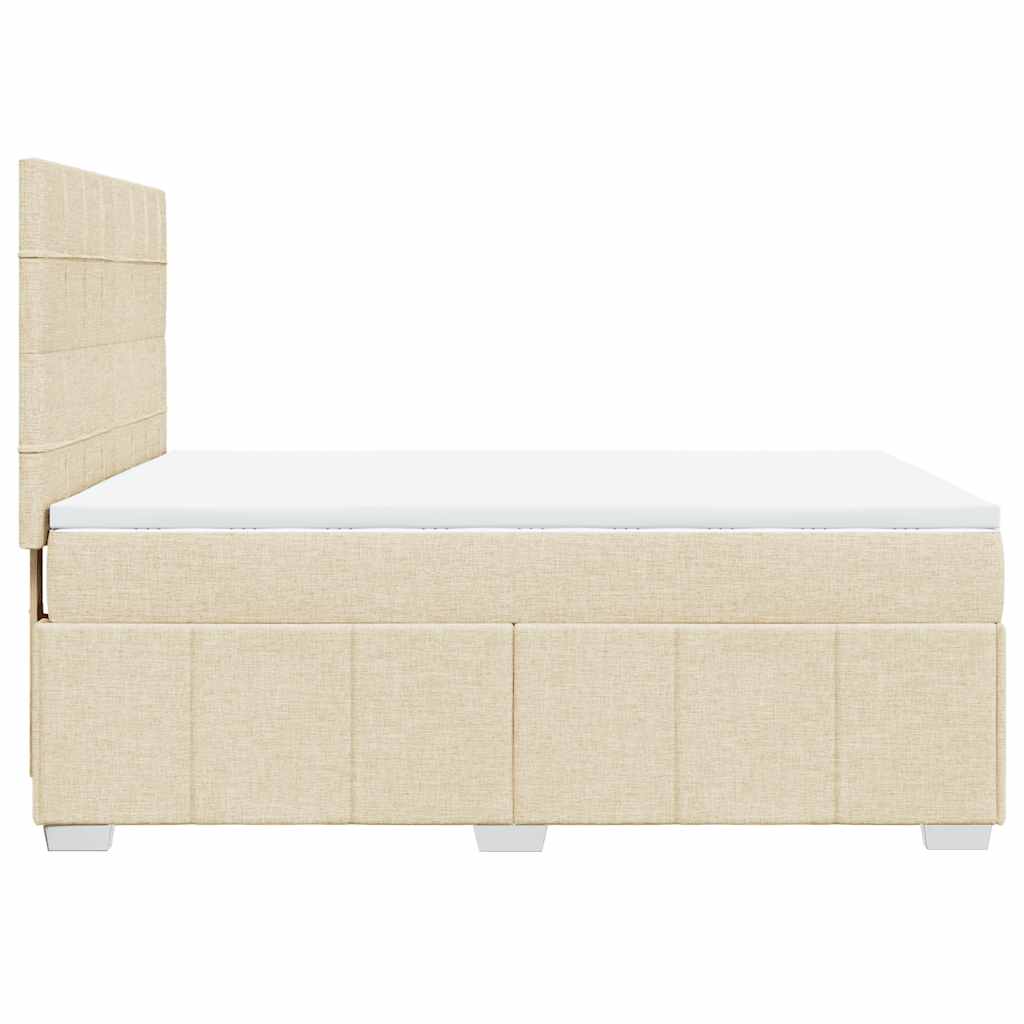 Box Spring Postel S Matrací Krémová 140X190 Cm Textil