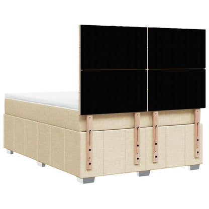 Box Spring Postel S Matrací Krémová 140X190 Cm Textil