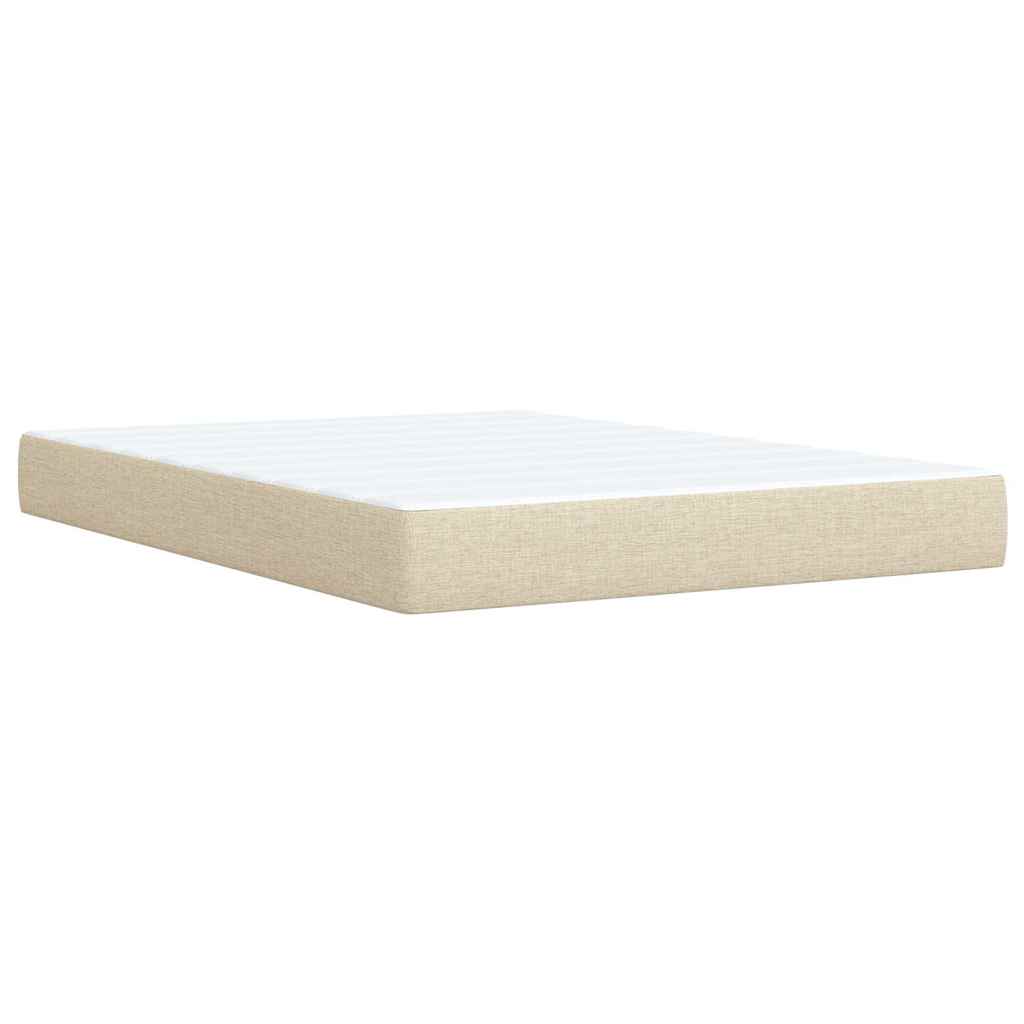 Box Spring Postel S Matrací Krémová 140X190 Cm Textil