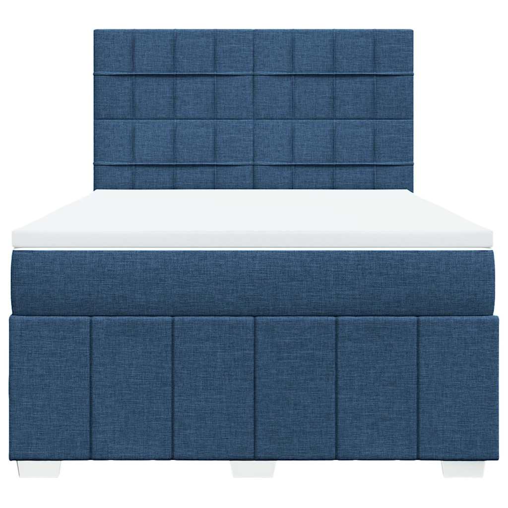 Box Spring Postel S Matrací Modrá 140X190 Cm Textil