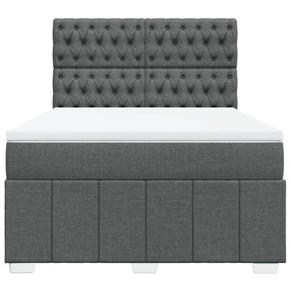 Box Spring Postel S Matrací Tmavě Šedý 140 X 190 Cm Textil