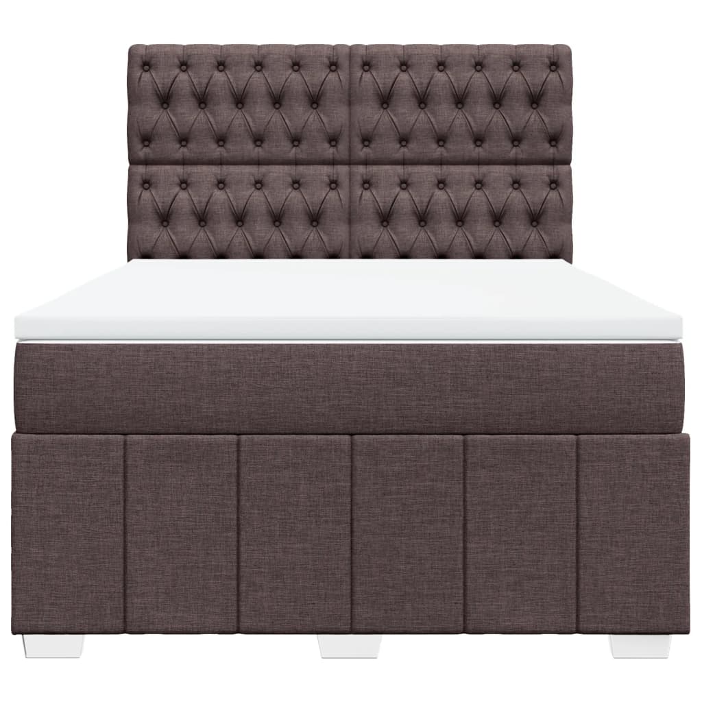 Box Spring Postel S Matrací Tmavě Hnědá 140X190 Cm Textil