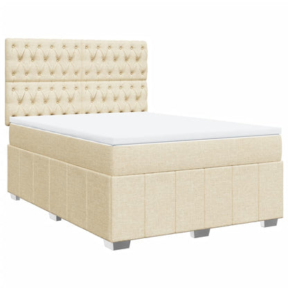 Box Spring Postel S Matrací Krémová 140X190 Cm Textil