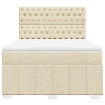 Box Spring Postel S Matrací Krémová 140X190 Cm Textil