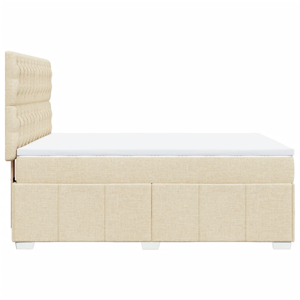 Box Spring Postel S Matrací Krémová 140X190 Cm Textil