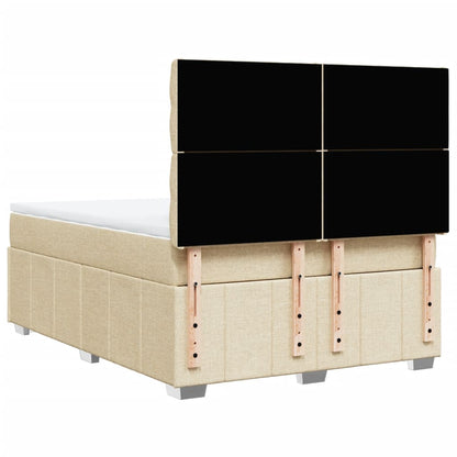 Box Spring Postel S Matrací Krémová 140X190 Cm Textil