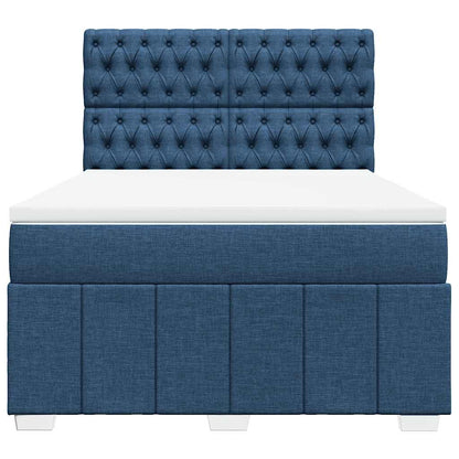 Box Spring Postel S Matrací Modrá 140X190 Cm Textil