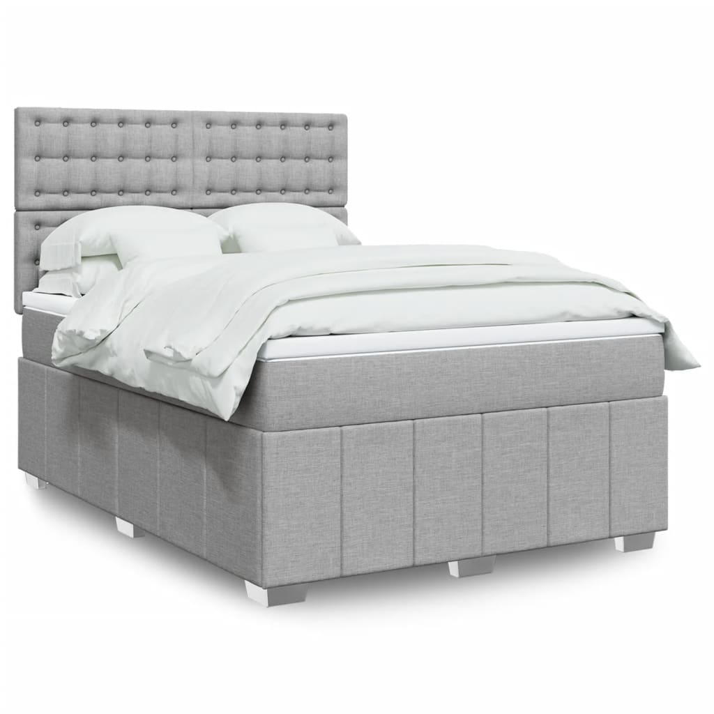 Box Spring Postel S Matrací Textil Světle Šedá