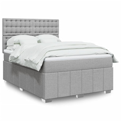 Box Spring Postel S Matrací Textil Světle Šedá