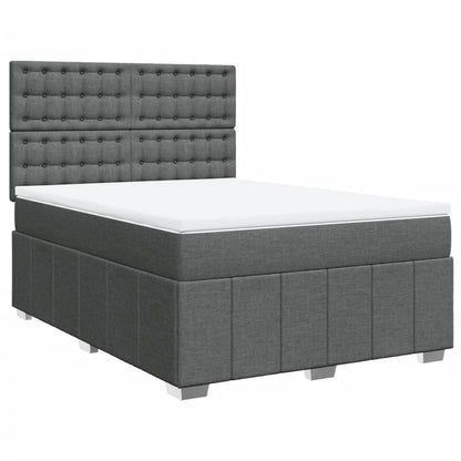 Box Spring Postel S Matrací Tmavě Šedý 140 X 190 Cm Textil
