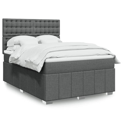 Box Spring Postel S Matrací Tmavě Šedý 140 X 190 Cm Textil