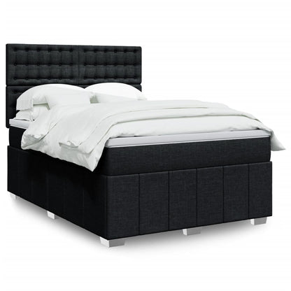 Box Spring Postel S Matrací Černá Textil Černá