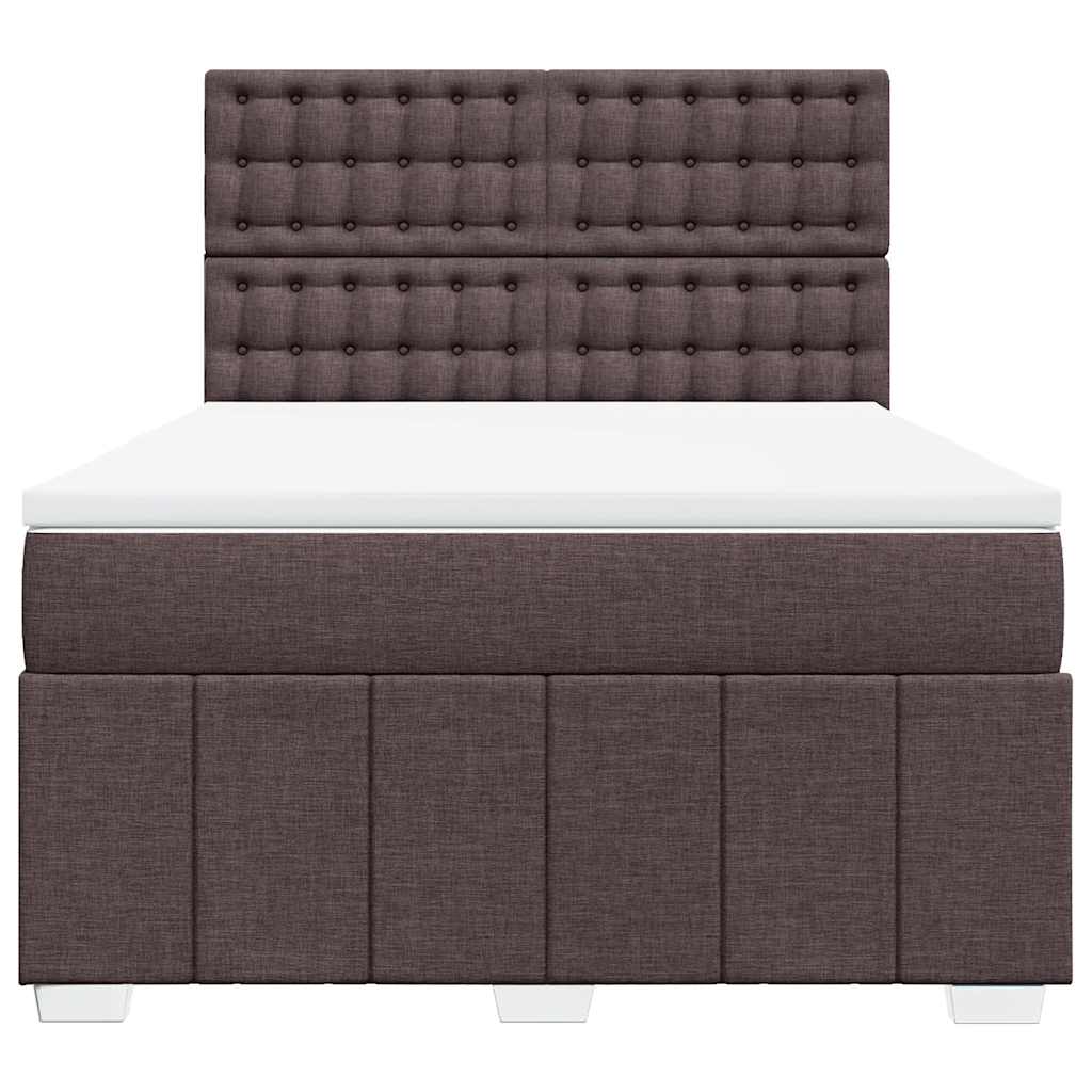 Box Spring Postel S Matrací Tmavě Hnědá 140X190 Cm Textil