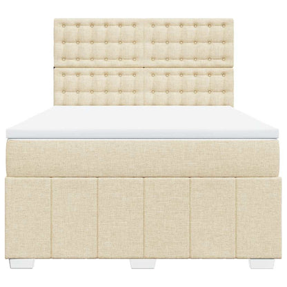 Box Spring Postel S Matrací Krémová 140X190 Cm Textil