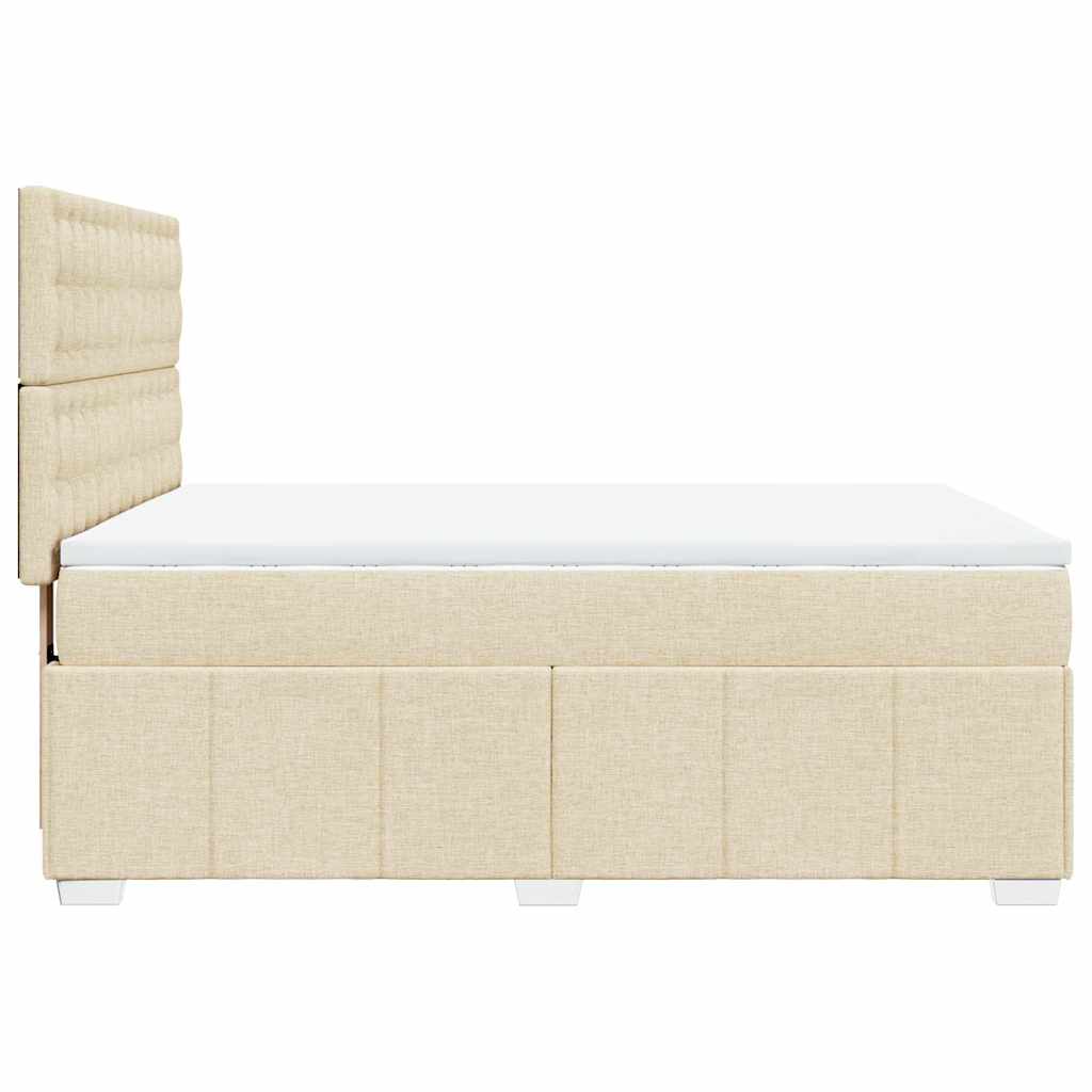Box Spring Postel S Matrací Krémová 140X190 Cm Textil