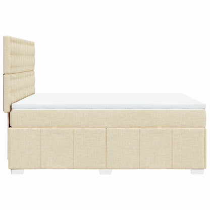 Box Spring Postel S Matrací Krémová 140X190 Cm Textil