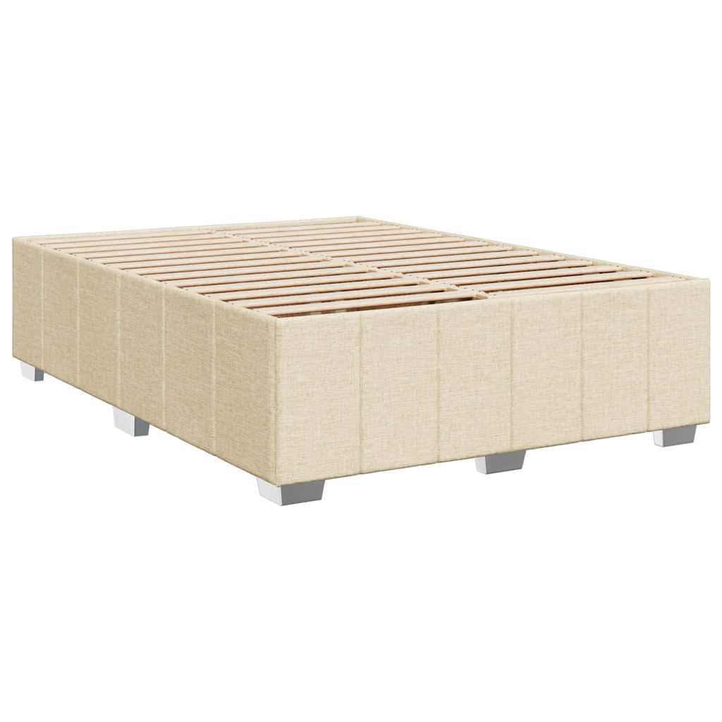 Box Spring Postel S Matrací Krémová 140X190 Cm Textil