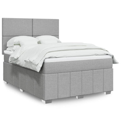 Box Spring Postel S Matrací Textil Světle Šedá