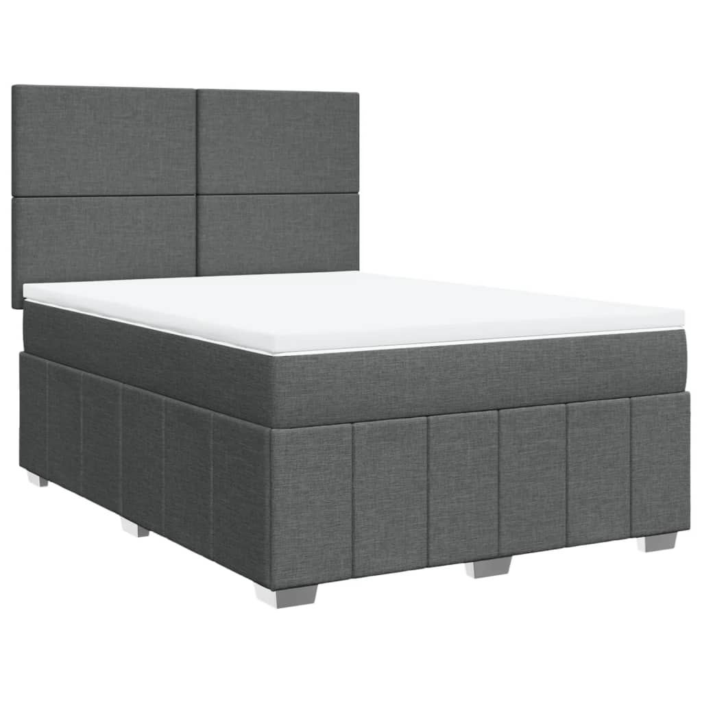 Box Spring Postel S Matrací Tmavě Šedá 140X200 Cm Textil