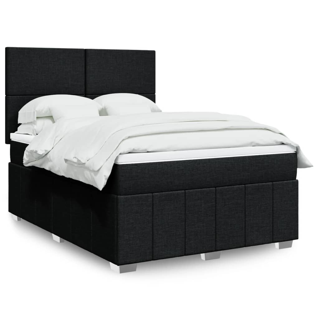Box Spring Postel S Matrací Černá Textil Černá