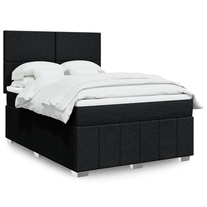Box Spring Postel S Matrací Černá Textil Černá
