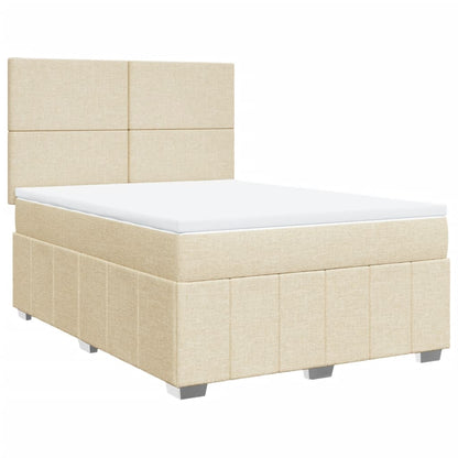 Box Spring Postel S Matrací Krémová 140X200 Cm Textil