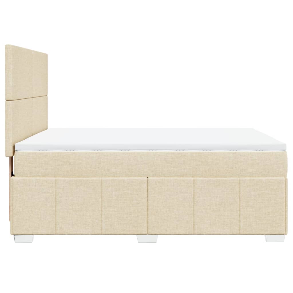 Box Spring Postel S Matrací Krémová 140X200 Cm Textil