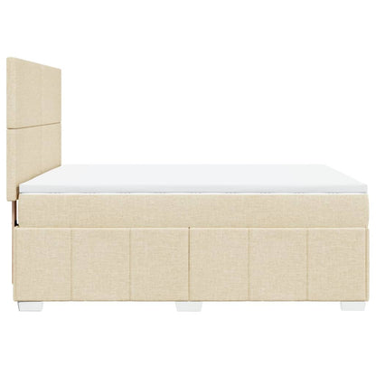 Box Spring Postel S Matrací Krémová 140X200 Cm Textil