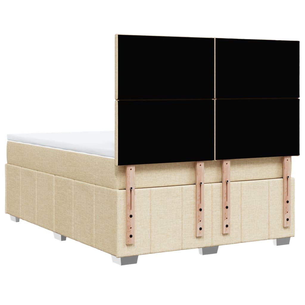 Box Spring Postel S Matrací Krémová 140X200 Cm Textil