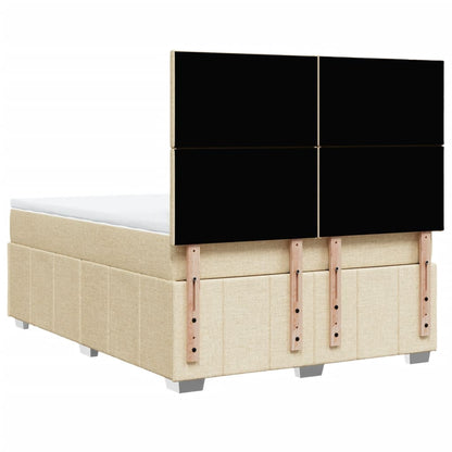 Box Spring Postel S Matrací Krémová 140X200 Cm Textil