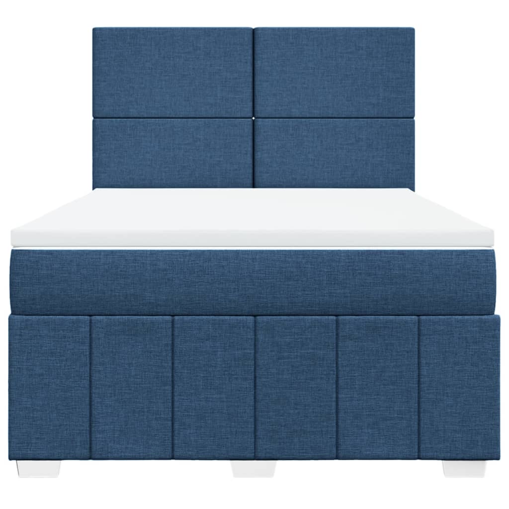 Box Spring Postel S Matrací Modrá 140X200 Cm Textil