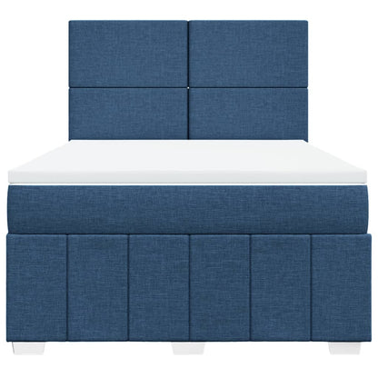 Box Spring Postel S Matrací Modrá 140X200 Cm Textil