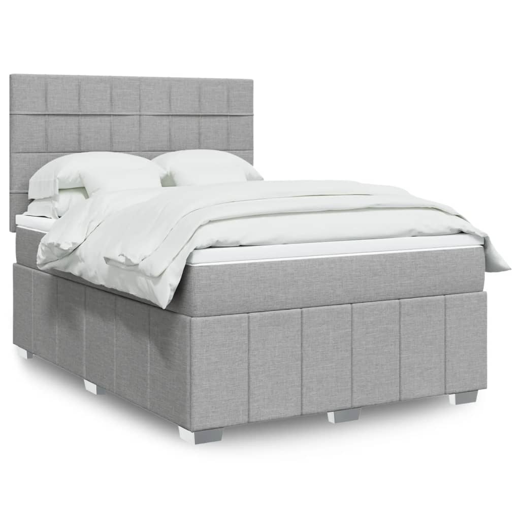 Box Spring Postel S Matrací Textil Světle Šedá