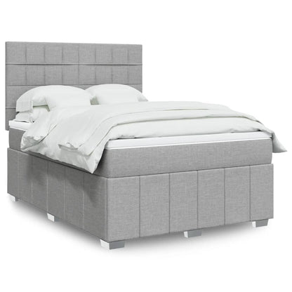 Box Spring Postel S Matrací Textil Světle Šedá