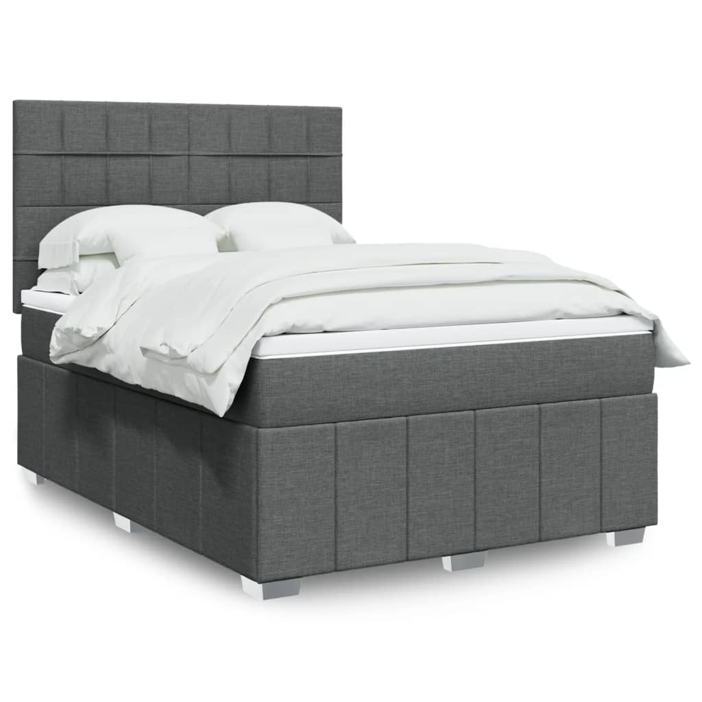 Box Spring Postel S Matrací Tmavě Šedá 140X200 Cm Textil