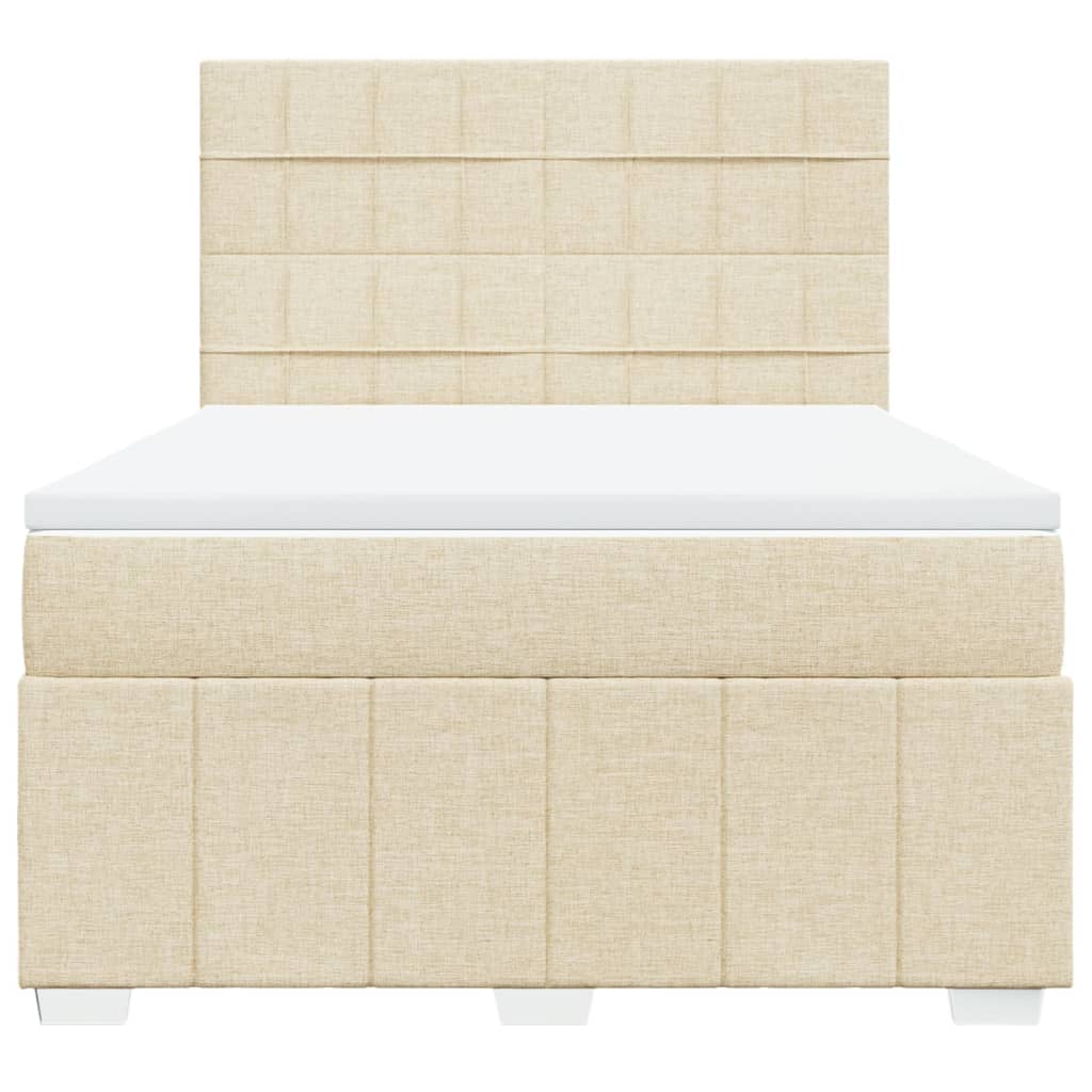 Box Spring Postel S Matrací Krémová 140X200 Cm Textil